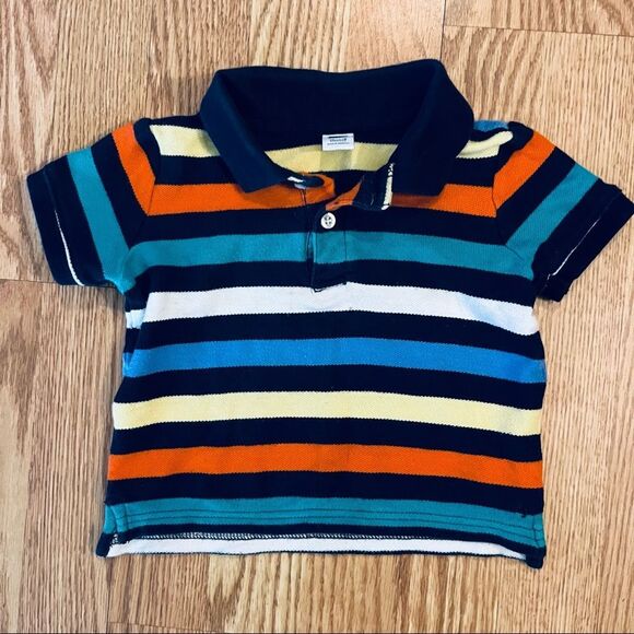 Janie & Jack Bright Colors Striped Short Sleeve Polo Shirt Size 12 Months - Picture 1 of 7